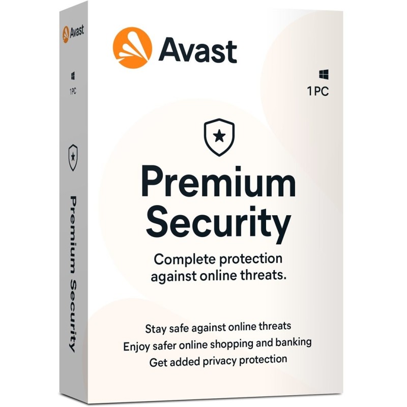 AVAST PREMIUM SECURITY FOR 1 PC AND FOR 12 MONTHS BOX