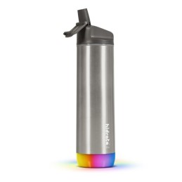 HidrateSpark – stainless steel smart bottle with straw, 620 ml, Bluetooth tracker, stainless steel