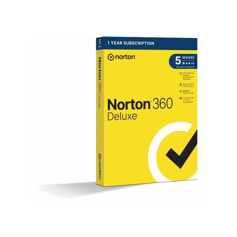 NORTON 360 DELUXE 50GB CZ pre 1 užívateľov pre 5 zariadení na 12 mesiacov BOX