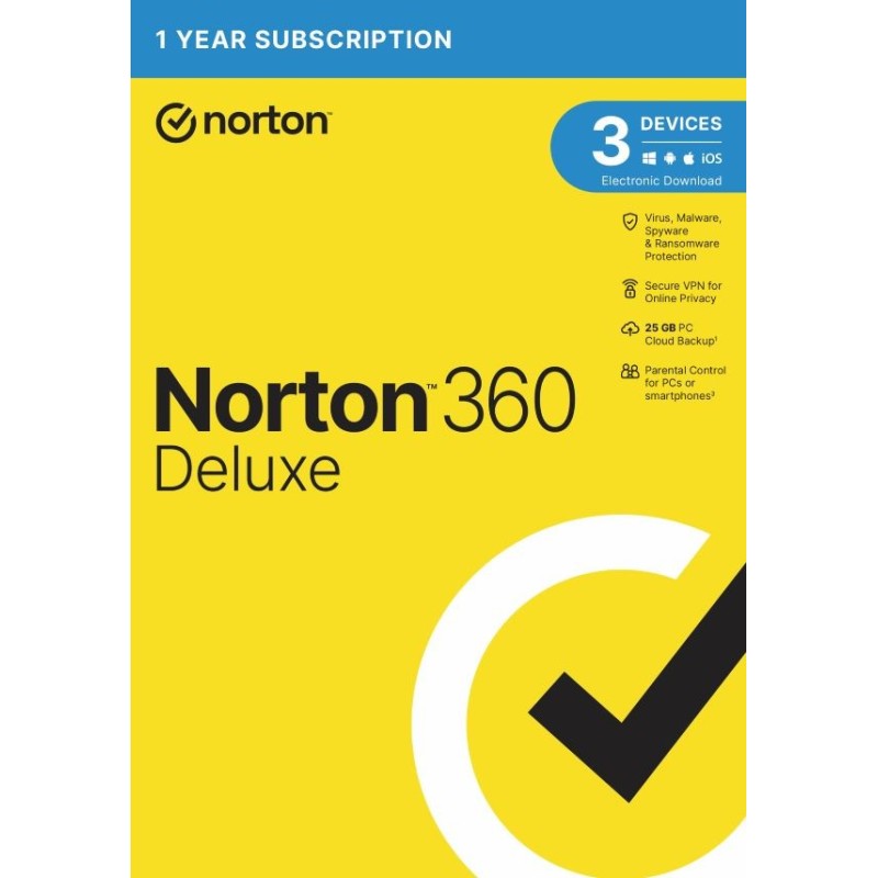 NORTON 360 DELUXE 25GB +VPN 1 uživatel pro 3 zařízení na 1rok