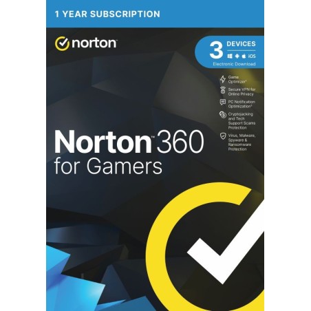 NORTON 360 FOR GAMERS 50GB CZ 1 UŻYTKOWNIK 3 urządzenia na 12 miesięcy